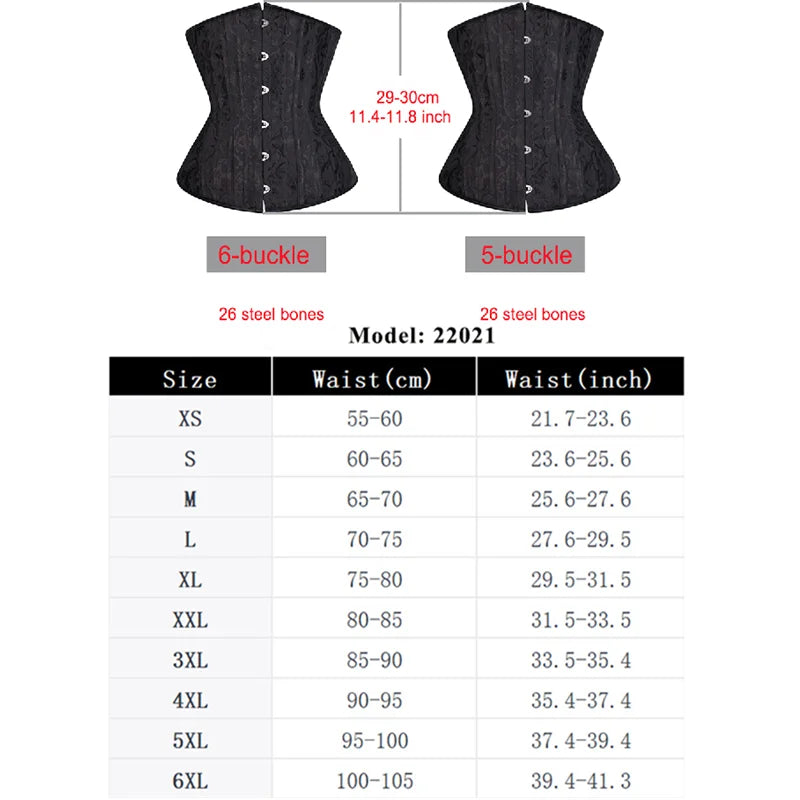 Underbust Black Corset Woman Belt Plus Size Top Short Faja Gaine Steel Boned Slimming Waist Corsets for Women Body