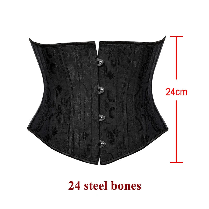 Underbust Black Corset Woman Belt Plus Size Top Short Faja Gaine Steel Boned Slimming Waist Corsets for Women Body
