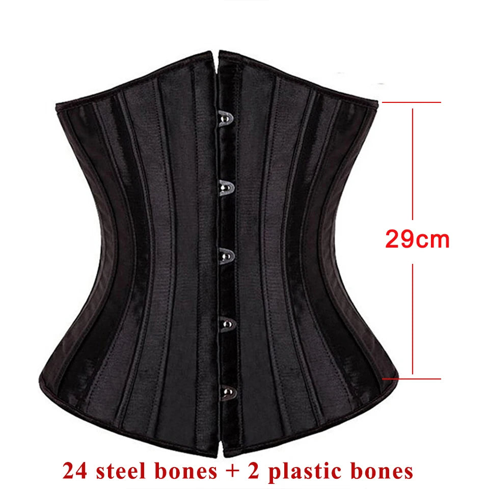 Underbust Black Corset Woman Belt Plus Size Top Short Faja Gaine Steel Boned Slimming Waist Corsets for Women Body