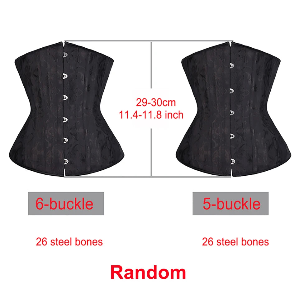 Underbust Black Corset Woman Belt Plus Size Top Short Faja Gaine Steel Boned Slimming Waist Corsets for Women Body